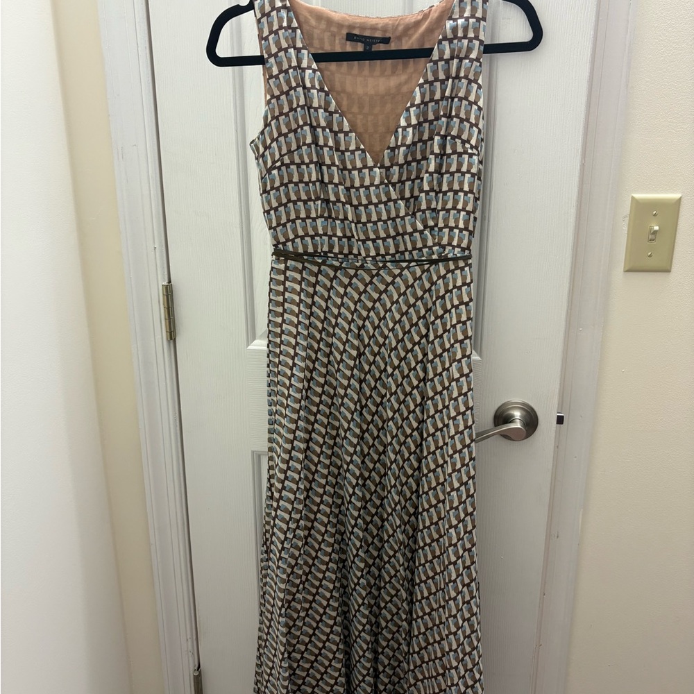 David Meister Cream and Brown Maxi Dress